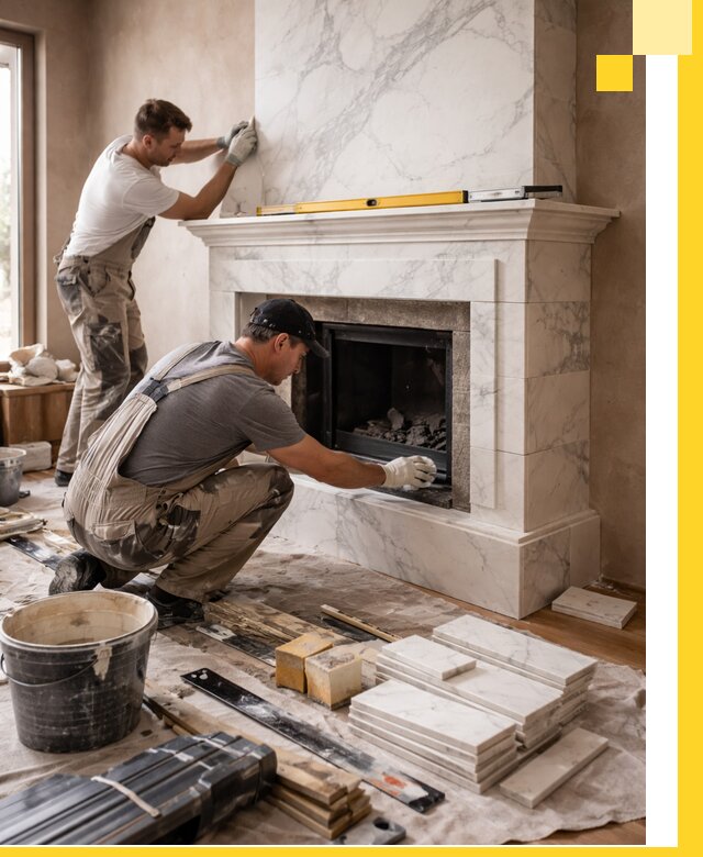 Отделка каминов в Камышине качественные облицовочные работы