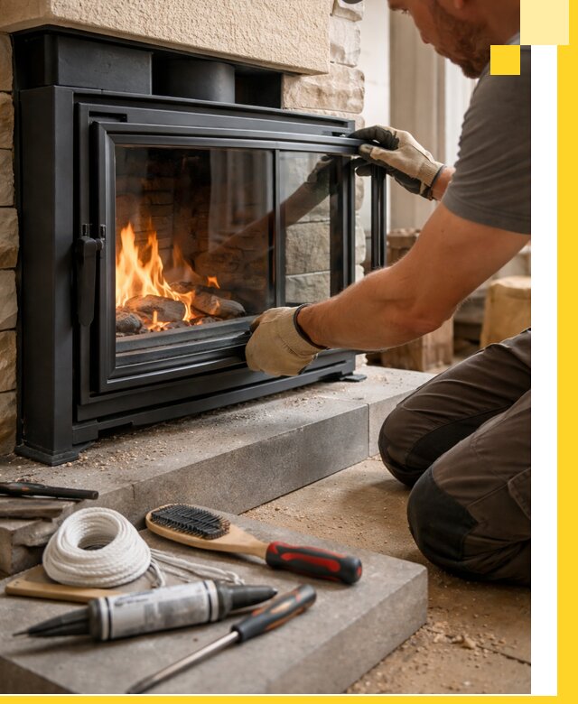 Производство, монтаж и доставка каминов со стеклом в Камышине