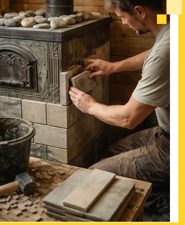 Облицовка банных печей в Камышине профессиональная отделка