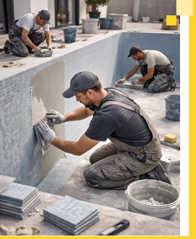 Облицовка бассейнов в Камышине плитка мозаика гидроизоляция