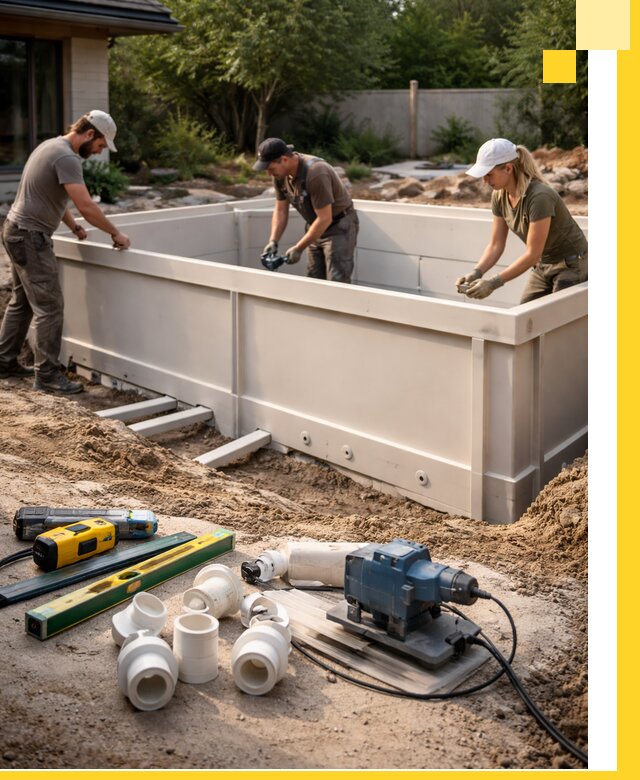 Установка полипропиленовых бассейнов под ключ в Камышине