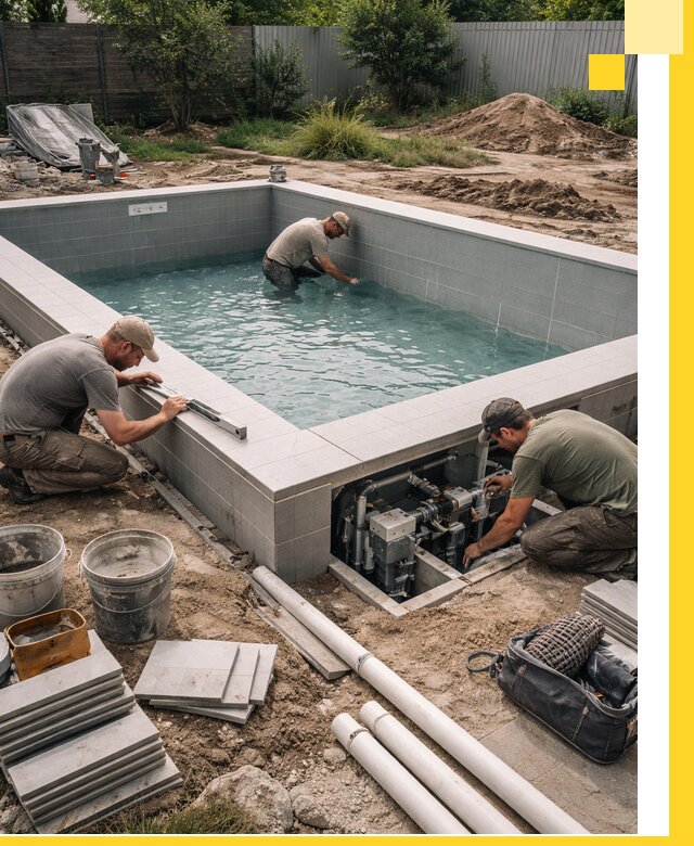 Строительство и монтаж бассейнов для дачи под ключ в Камышине