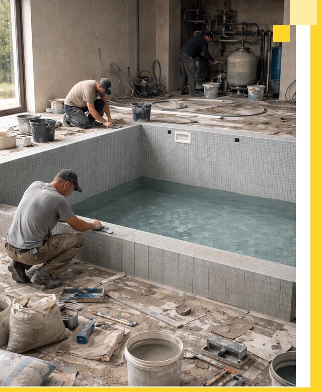 Строительство и монтаж бассейнов в помещении в Камышине