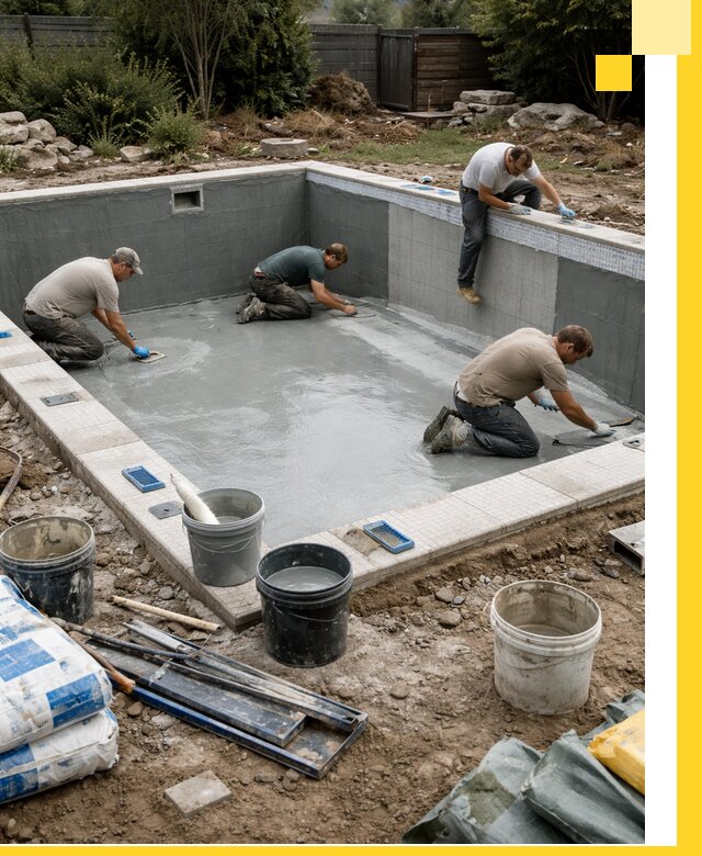 Изготовление и монтаж чаши бассейна под ключ в Камышине