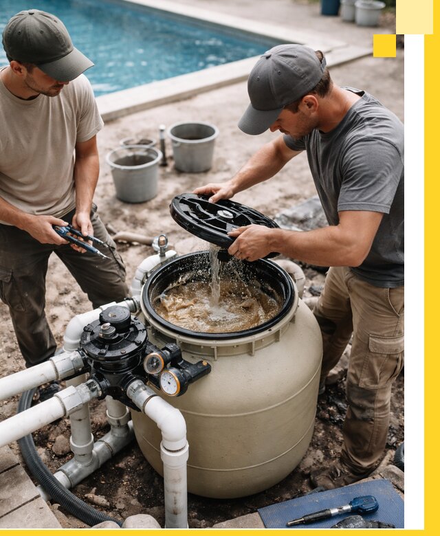 Установка и обслуживание песочных фильтров для бассейнов в Камышине