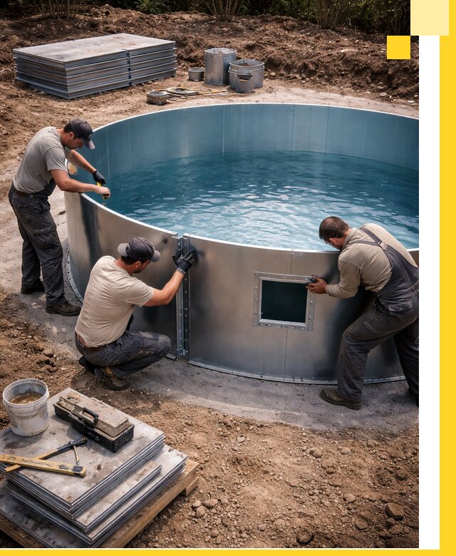 Круглые бассейны под ключ в Камышине проектирование и монтаж