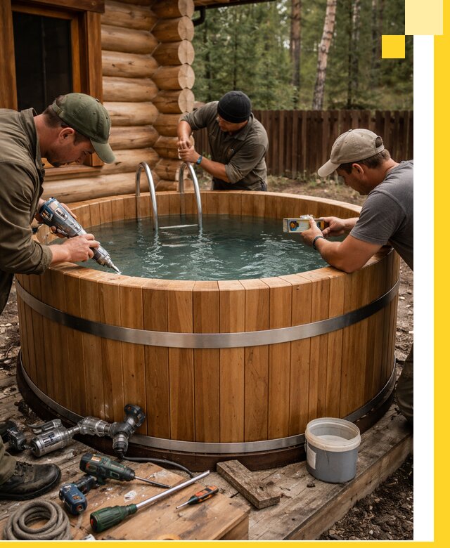 Строительство бань с купелью под ключ и отделкой в Камышине