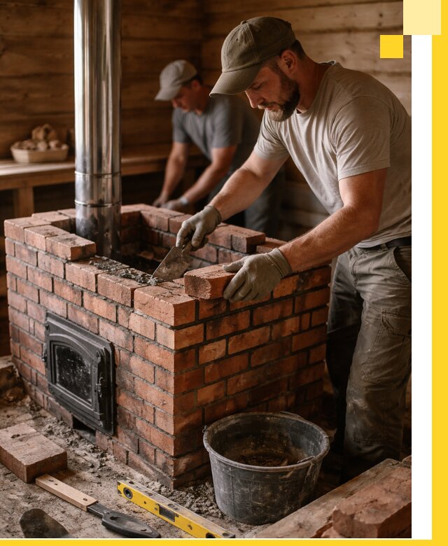 Кирпичные печи для бани под ключ в Камышине, проект и монтаж