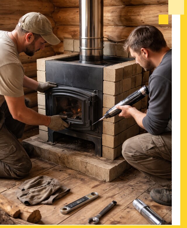 Монтаж и установка печи в бане под ключ с гарантией в Камышине