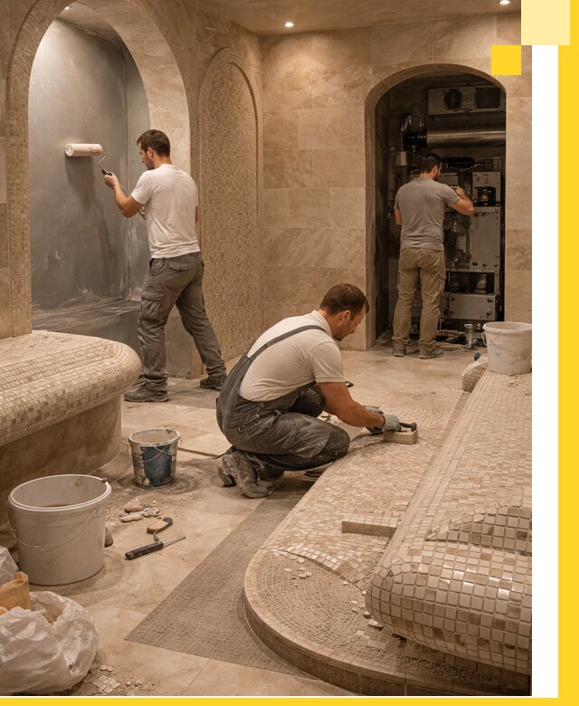 Строительство бани с хамамом и бассейном под ключ в Камышине