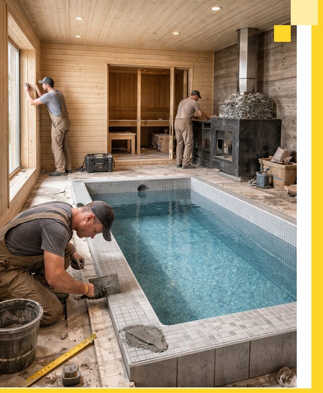 Проект бани с бассейном и сауной в Камышине под ключ