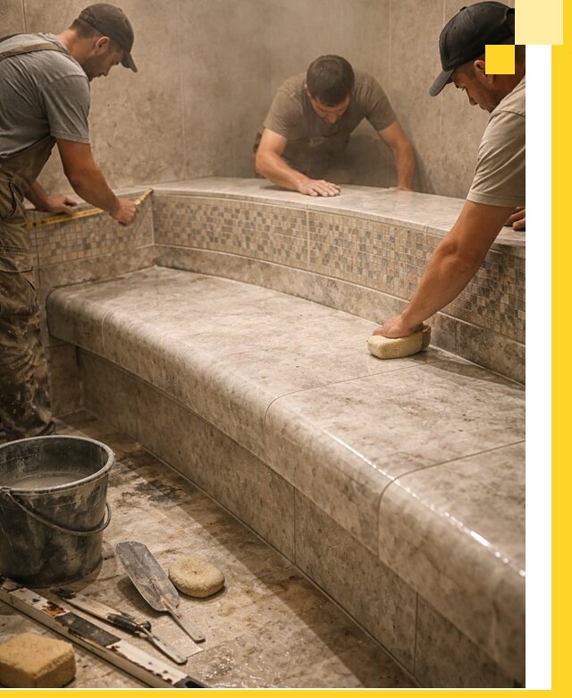 Изготовление и установка сидений для хамама в Камышине