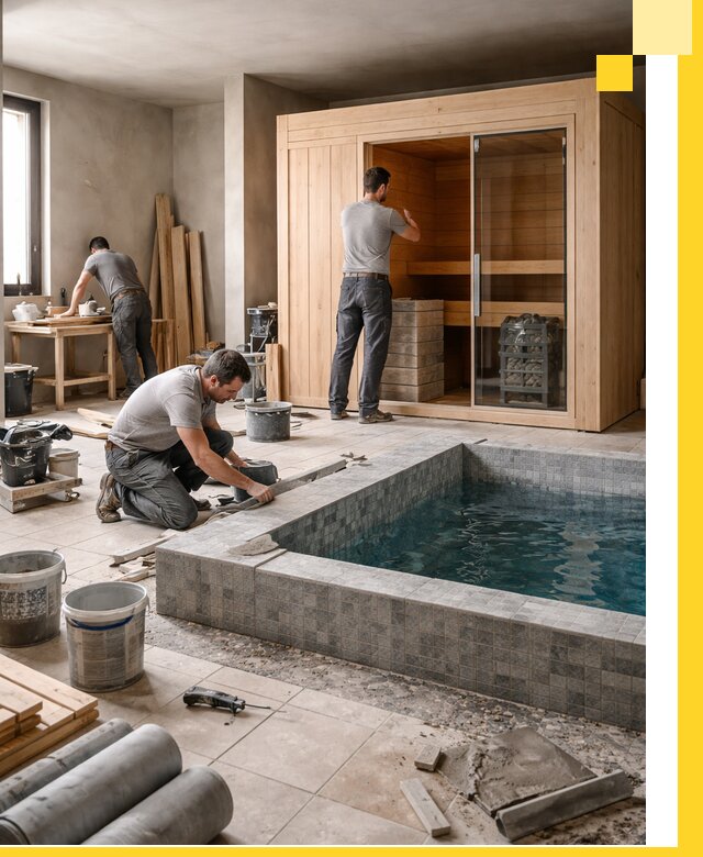 SPA зоны под ключ с бассейном сауной и печью в Камышине